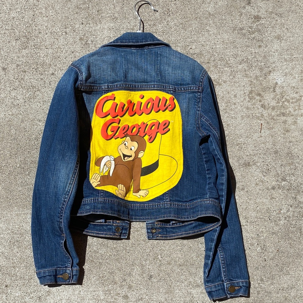 Gap Kids Jean Jacket - Blue with Yellow Graphic